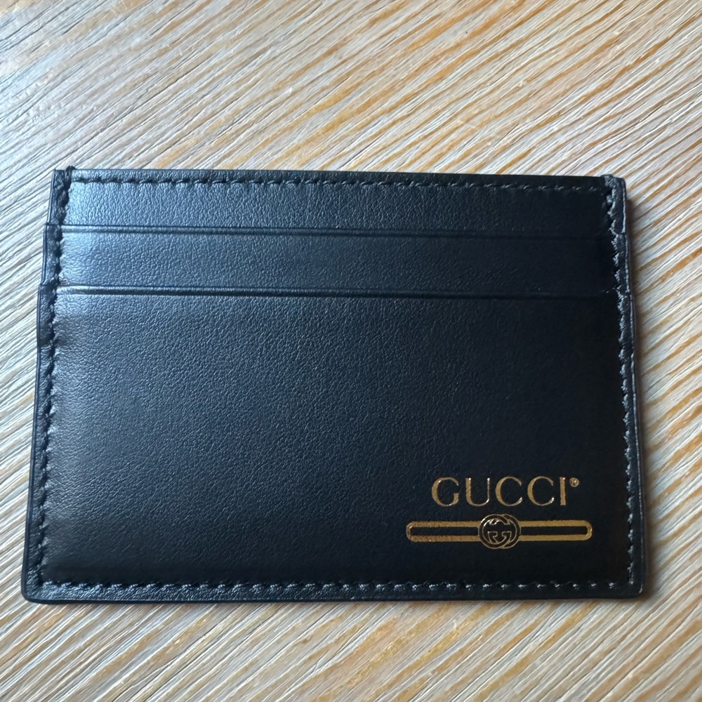 Gucci Gold Logo Card Case - Picture 1 of 7